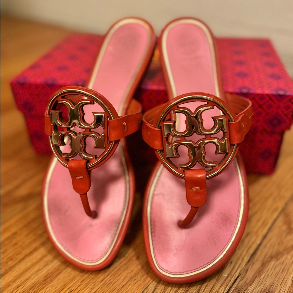 💯 TORY BURCH Metal Logo Miller Sandals | with box